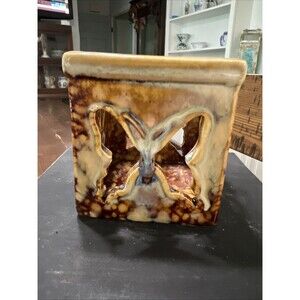 Ceramic Square Butterfly Tea Light Candle Holder, Light Diffusion, Decor